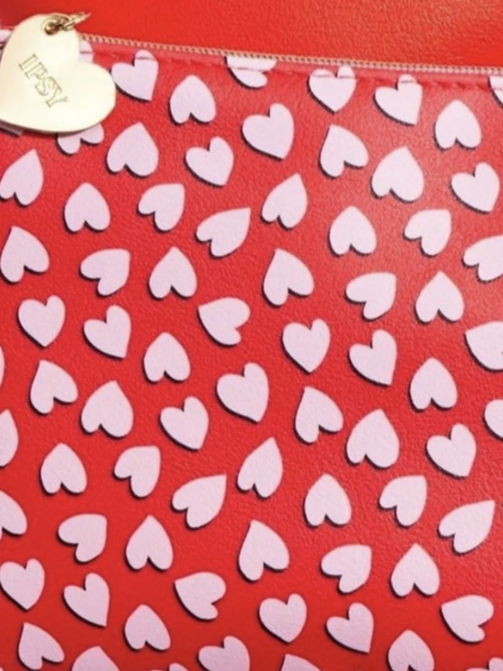 Ipsy Red Heart Glam Cosmetic Bag